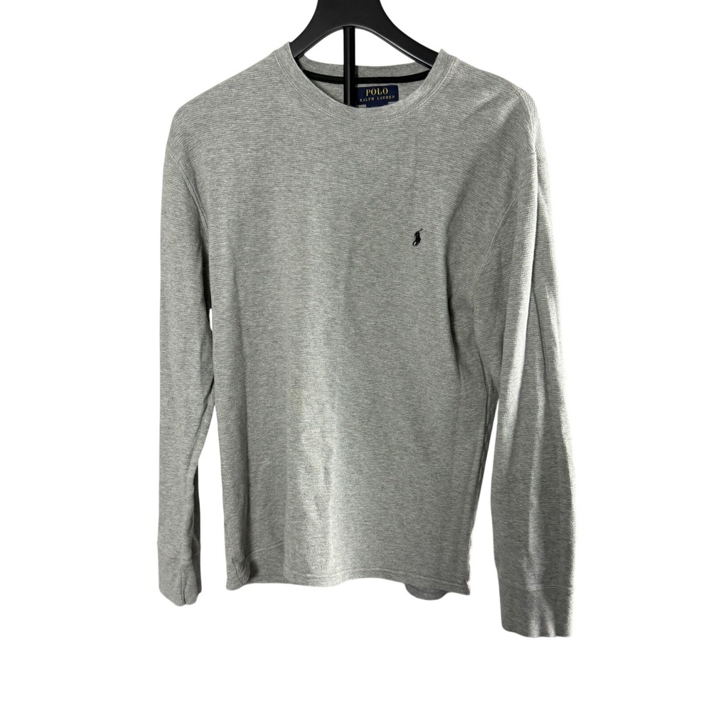 Polo Ralph Lauren Mens XL Gray Waffle Knit Thermal Long Sleeve Shirt Crewneck